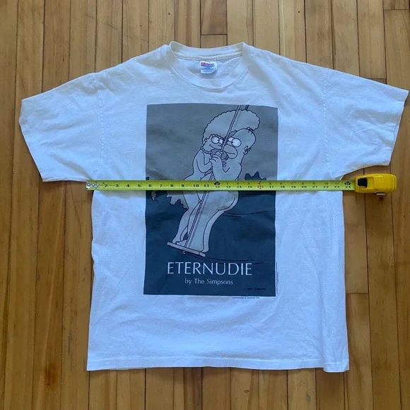 Vintage 1995 Simpsons Eternudie T Shirt Mens XL Hanes Heavyweight Bart Marge - Picture 8 of 8